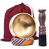 Authentische tibetische Klangschale – Handgefertigt in Nepal mit Kissen, Schlägel und Tragetasche – Ideal für Yoga, Chakra-Heilung, Achtsamkeit und Stressabbau – Spirituelles Geschenk für alle.