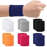 12 Stück Schweißband Handgelenk, Bunte Schweißband. Absorbierende schweissband Für Männer Und Frauen, Baumwolle Schweißbänder Für Tennis, Basketball, Fußball, Football, Laufen, Gymnastik (Style A)
