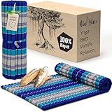 livasia Rollmatte Rollmatratze L breit bequem - 200x110x4,5cm - Gästebett Gästematratze 1 Person, Reisebett Kofferraum Outdoor, Thaimatte Kapok Garten Balkon handgefertigt (Blau)
