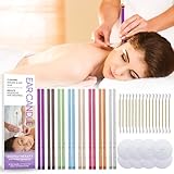 Ohrenkerzen zur Reinigung Ohrenschmalz, 16 Pcs Natürliche Ohrkerzen zur Reinigung Ungiftig Zylindrisch mit Sicherheitsfilter Schutzscheiben und Wattestäbche,kkww