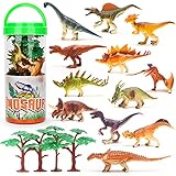 Sanlebi Mini Dinosaurier Figuren Set, 16 Stücke Realistische Kleine Dinosaurier Figur Dino Torten Deko Kinder Spielzeug ab 3 Jahre