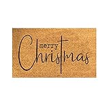 Lustige Weihnachts-Fußmatte als Rutschfester Schmutzfang für Haustür Veranda mit Polyester-Rücken (Khaki, One Size)