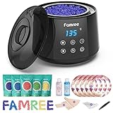Famree Wachswärmer - Wachs Haarentfernung - Waxing Set, Wax Machine mit 500g Wachsbohnen und 20 Holzspateln, LED Diasplay und Touchscreen, Auskleidung aus Edelstahl,Terminfunktion