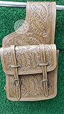 EQUIEMPRESS Satteltasche aus echtem Rindsleder für Western Trails, mit Schnitzereien, Größe: 25,4 cm L x 25,4 cm B x 8,9 cm AZ-96