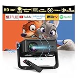 Beamer 【360° Drehbarem Ständer & Auto Keystone & E-Fokus】 FHD 1080P 23000LM mini Beamer mit WiFi6 und Bluetooth 5.2,70% Zoom ONOAYO abnehmbar Outdoor Heimkino Beamer Kompatibel mit Handy,PC,TV-Sticks