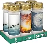 Bolsius Grablicht - mit Motiv - Nr. 6 - Set 6 Stück - Länge Brenndauer - Trauerkerze & Gedenkstätte Kerzen - Sauberes Abbrennen - Ohne Palmöl, Sturmhaube
