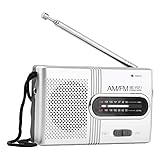 VBESTLIFE Tragbares Radio, FM-Radiospieler mit 2 AA-Batterien (Nicht im Lieferumfang enthalten), Miniradio mit integriertem Lautsprecher, Silber