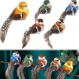 Fonyiunce 5 Stück Künstliche Vögel Deko, Deko Vögel mit Clip, Künstliche Federvögel, Mini Künstliche Vögel mit Clip, Deko Vögel mit Federn, für Garten Frühling Deko Party Dekoration