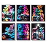Graffiti-Wandkunstdrucke, cooles Auto-Poster, modisch, bunte Leinwand, modern, Supercar-Llustration, ästhetische Aquarell-Wanddekoration, cooles Straßen-Pop-Art-Gemälde für Wohnzimmer, Schlafzimmer,