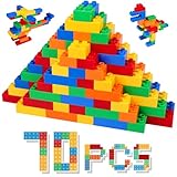 HIUME Große Klassische Bausteine-Set, 70 Teile Steine in 5 Farben, Kompatibel mit Duplo und Top-Marken Baustein - Ideal für Kinder ab 2, 3, 4, 5 Jahren.