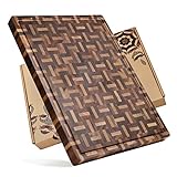 YOUSUNLONG Schneidebrett XXL Groß Akazienholz gemischt mit Eiche - 61x46x3.8 cm - Reversible Metzger Schneidebrett mit tiefen Saft Rille und Handle - Käsebrett & Charcuterie-Brett & Kochfeld-Brett