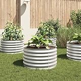 Pflanzkübel Hochbeet Gartenbeet Pflanzkasten Blumenkasten zum Selber Bauen, Wetterfestes Pflanzbeet Gemüsebeet aus Metall, 80x80x44 cm Verzinkter Stahl Silbern