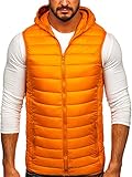 BOLF Herren Weste mit Kapuze Steppweste Bodywarmer Kapuzenweste Daunenweste Reißverschluss Weste Ärmellose Sportweste Zip Wärme Freizeit Outdoor Style LY36 Camel L [1U1]