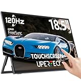 UPERFECT Portable Monitor Touchscreen 18,5 Zoll 120Hz Tragbarer Monitor Full HD Mobiler Monitor mit Integrierter Ständer USB C Mini HDMI für PC Laptop Handy Xbo, VESA-kompatibel, Metallgehäuse