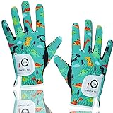 LOVMEAD Golfhandschuhe Kinder Links Rechts 1 Paar, Jungen Mädchen Allwetter Grün Mikrofaser Rain Grip Golf Handschuh Weicher Komfort Passform Größe M (Grün -1 Paar, M)