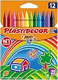 Bic Plastidecor farbig Wachsmalstifte, Klassisch, 12 Stück (1er Pack)