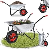MAXCRAFT Schubkarre 250 kg 100 L Bauschubkarre Gartenschubkarre Transportkarre Schiebkarre mit Luftbereifung - Silber/Schwarz