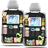 Ezilif Rückenlehnenschutz Auto Kinder Stärke-Upgrade, Autositz Organizer mit 10 Aufbewahrungsbeuteln, Auto Organizer Kinder Leicht Zu Reinigen, Wasserdichter für Rücksitz organizer (2 Stück)