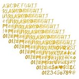 648 Stück 8 Bögen Glitzer Buchstaben Aufkleber Selbstklebend Buchstaben Aufkleber Buchstabe Glitzer Nummer Sticker Klebebuchstaben Selbstklebend Silber Buchstabe für Scrapbooking(Golden,1 Zoll)