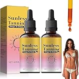 2 Stück Bräunungstropfen zum Trinken, Sunless Tanning Drops to Drink, Natürliche Tanning Drops Trinken, Selbstbräuner Bräunungstropfen, Bronzing Drops, Selbstbräuner Gesicht und Körper (60ml*2)