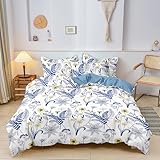 KGOSAUO Bettwäsche 135x200 cm 2 Teilig Blätter Blumen Muster Pflanzen Bettwäsche Microfaser Bettbezug mit Reißverschluss Kissenbezug 80x80 cm