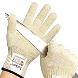 Schwer LEVEL A9/F Schnittschutzhandschuhe, ultimativer Schnittschutz nach den höchsten US-amerikanischen und europäischen Standards, PFAS-frei, zum Schneiden von Fleisch, Austernschütten(beige,L)