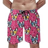 Hawaii-Shorts für Herren – niedliche Sonnenbrille, französische Bulldogge, schnelltrocknend, Herren-Badehose mit Netzfutter, Mehrfarbig, L