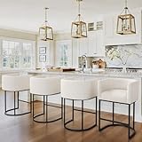 LUE BONA Barhocker 3er Set mit Lehne Armlehnen,69cm Hoch Drehsessel–Barstuhl Metall mit 16 cm Kunstleder Sitzfläche,Bar Hocker mit Metallbeinen,Moderner Barstuhl für Küche,Theke,Weiß