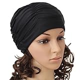 HugeStore Frauen Schwimmkappe Badekappe Badehaube Stoffbade Schwimmhaube Bademütze Swimming Cap Hut Schwarz