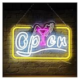 Hängende Kunst Leuchtreklamen Open Neon-Leuchtschild Mit Dimmbarer LED-Beleuchtung Für Bierbars, Bars, Nachtclubs, Karaoke-Bars, Männerhöhlen, Partys, Pubs Dekoration 42cmx27.5cm