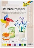 folia 87409 - Transparentpapier, farbig sortiert, DIN A4, 10 Blatt, 115 g/qm - ideal zum Basteln, für Fensterbilder, Windlichter