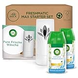 Air Wick Freshmatic Max PURE – Starter Set mit Gerät und 2 Nachfüllern – Lufterfrischer automatisch – Duft: Frische Wäsche – 2 x 250 ml Nachfüller + Gerät in Weiß