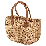SIDCO Einkaufstasche Shopper Korbtasche Wasserhyazinthe Einkaufskorb Strohtasche Natur