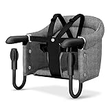 Humpy Dumpy Faltbar Babysitz | Baby Tischsitz | Baby Hochstuhl | Kinder Hochstuhl | Sitzerhöhung für zu Hause und Unterwegs mit Transporttasche | Reisestuhl für baby und Kinder (Grau)