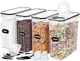 Skroam 4L Vorratsdosen Set mit 4, Müsli Schüttdose & Frischhaltedosen, BPA frei Kunststoff Vorratsdosen luftdicht, für Getreide, Mehl, Zucker