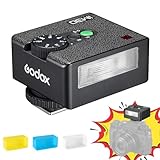 Godox IM30 Mini Taschenblitz Manual Speedlite, S1/S2 Optische Steuerung Portable Blitzschuhflash 7 Leistungsstufe 6500K±200K Farbtemperatur für Sony,Canon,Nikon,Fuji,Pentax(mit Dreifarbige Diffusor)