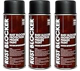 3er Sparpack 400 ml Rust Blocker 4in1 Metallschutzlack Rost Stop Lack schwarz matt RAL 9005 , 4in1 -Haftvermittler - Aktiver Rostschutz - schnelltrocknender Lack - effektiver Schutz