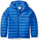 Amazon Essentials Jungen Leichte, Wasserabweisende, verstaubare Kapuzenjacke, Blau, 6-7 Jahre