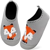 Kyopp Hausschuhe Kinder Junge Mädchen Pantoffeln Atmungsaktive Rutschfest Weich Barfussschuhe für Lauflernschuhe Kleinkinder Schuhe Kindergarten Unisex (Fuchs 24/25EU)