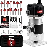 DELPHI Holzfräse Oberfräse Electric Hand Holz Fräsmaschine mit Koffer - 12 Set Zubehör 800 W 330000 R/min 6,35 mm - Wood Router Kantenfräse Handpalmenfräser für die Holzbearbeitung