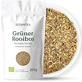 Grüner Rooibostee Bio 200g (100 Tassen) | Grüner Rotbuschtee ohne Thein und nicht Fermentiert in Bio Qualität REPLANTEA