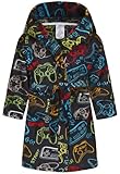 CJMJXPH Fleece-Bademantel für Kinder, Kleinkinder, Jungen, Mädchen, weicher Kapuzen-Bademantel, Schlafanzug, Nachtwäsche, 2–16 Jahre, Schwarzes Gamepad, 6-8 Jahre
