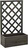 CozyAbode Garten Spalier mit Blumenkasten Pflanzkasten Rankkasten Blumenständer Blumenkübel 50x25x90cm Tannenholz Massiv (Grau)
