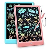 BlueSwan 2 Stück 10 Zoll LCD Schreibtafel, Maltafel Zaubertafel für Kinder, Löschbares Zeichenbrett, Lernspielzeug für Kinder ab 3–7 Jahren, Pink + Blau