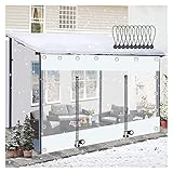 Wasserdichte Outdoor-Planen-Vorhänge für Garten, Pergola, Terrasse und Pavillon, transparente PVC-Seitenteile mit Reißverschlüssen, wetterfeste Trennvorhänge, 180 x 200 cm