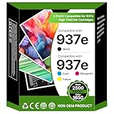 937e Druckerpatronen Multipack mit Chip Kompatibel für HP 937 937XL Patronen für HP OfficeJet Pro 9120b 9110b 9130b 9117b 9720b 9720 9730 (4er-Pack)