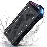RIENOK S11 Bluetooth Lautsprecher 30W Musikbox mit EQ Modus USB-Audio IPX7 Bluetooth Box 24h Akku Tragbarer Lautsprecher mit Licht Bass für Phone Party Outdoor Strand Park Fahhrad