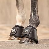 SUNRIDE Hufglocken (2er Set) - für Pferde - aus Leder und Neopren - zum Schutz vor Ballentritten (L (Cob - Full), schwarz)