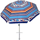 AMMSUN Robuster Sonnenschirm mit Sandanker und neigbarem Sonnenschutz, UV-Schutz 50+, Outdoor-Sonnenschutz, Tragetasche für Terrasse, Garten, Pool, Hinterhof, 2,1 m, mehrfarbig