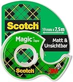 Scotch Magic Tape - 1 Rolle, 19 mm x 7,5 m + Handabroller – Unsichtbares Klebeband für allgemeine Zwecke zur Reparatur, Etikettierung und Versiegelung von Dokumenten